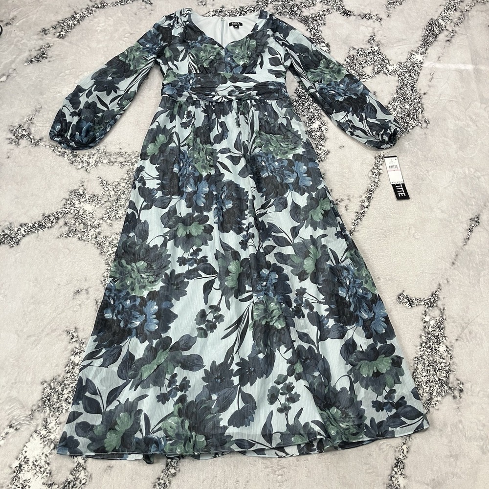 SLNY Long Sleeve Floral‎ Maxi Dress Empire Waist Occasion Wedding Guest NWT